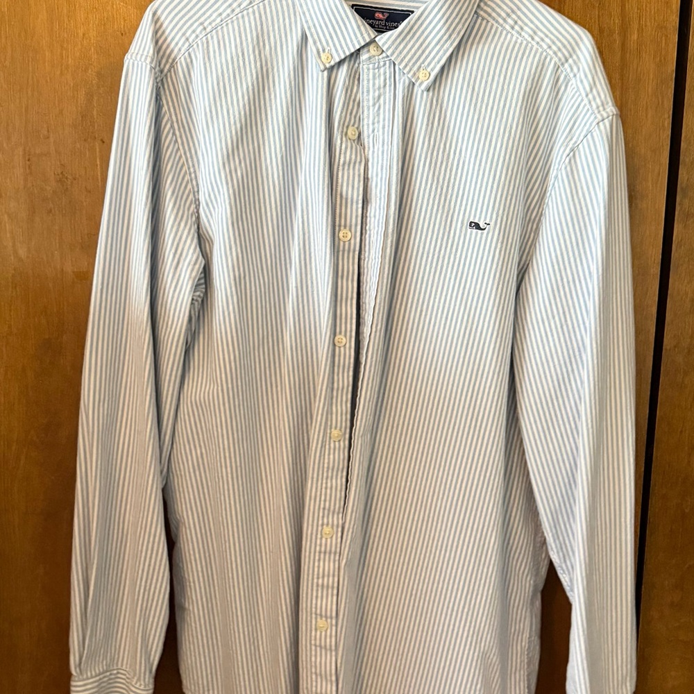 Vineyard Vines Light Blue Striped Button-Down Shirt